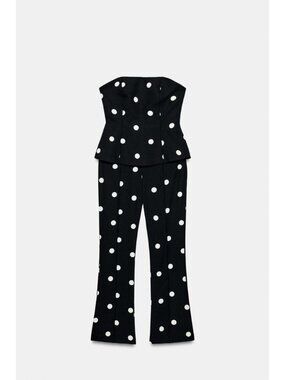 ZARA POLKA DOT STRAPLESS JUMPSUIT